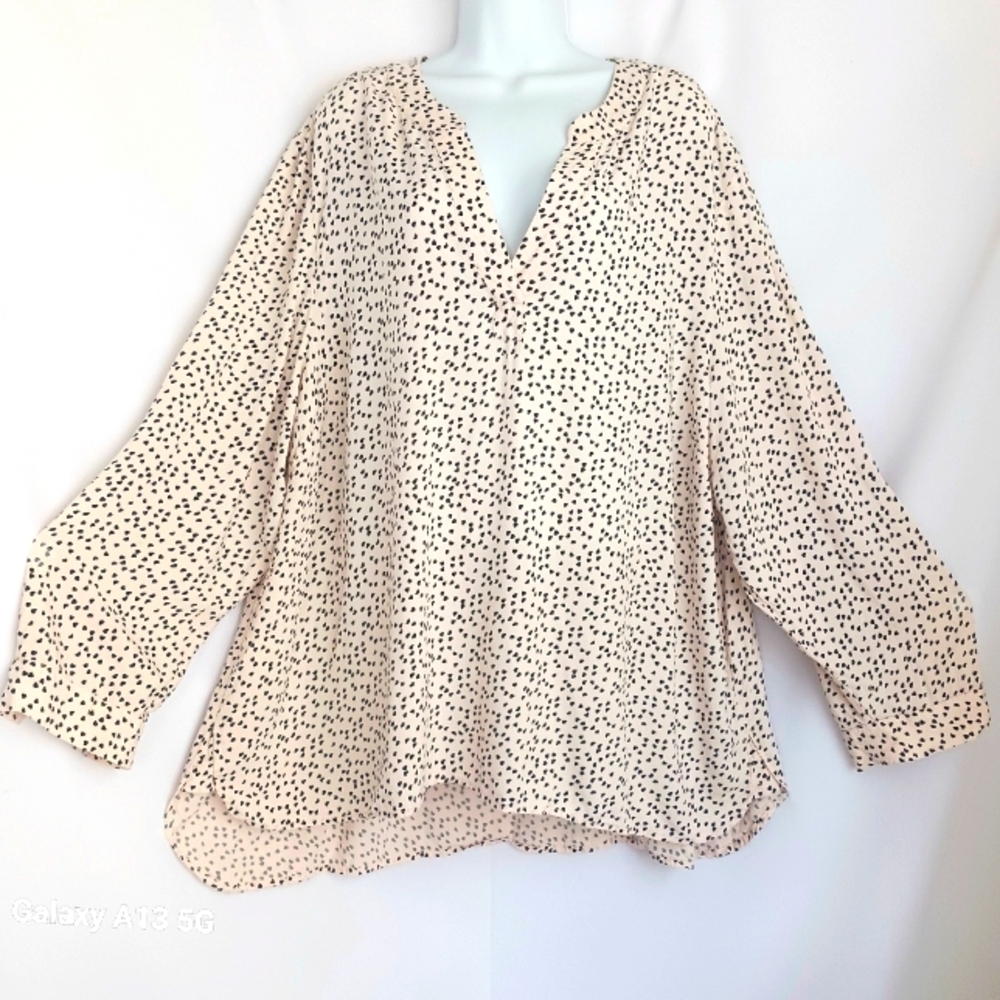 Carolina Belle Women's Soft Pink Long Sleeve Heart Blouse Plus Size 3X